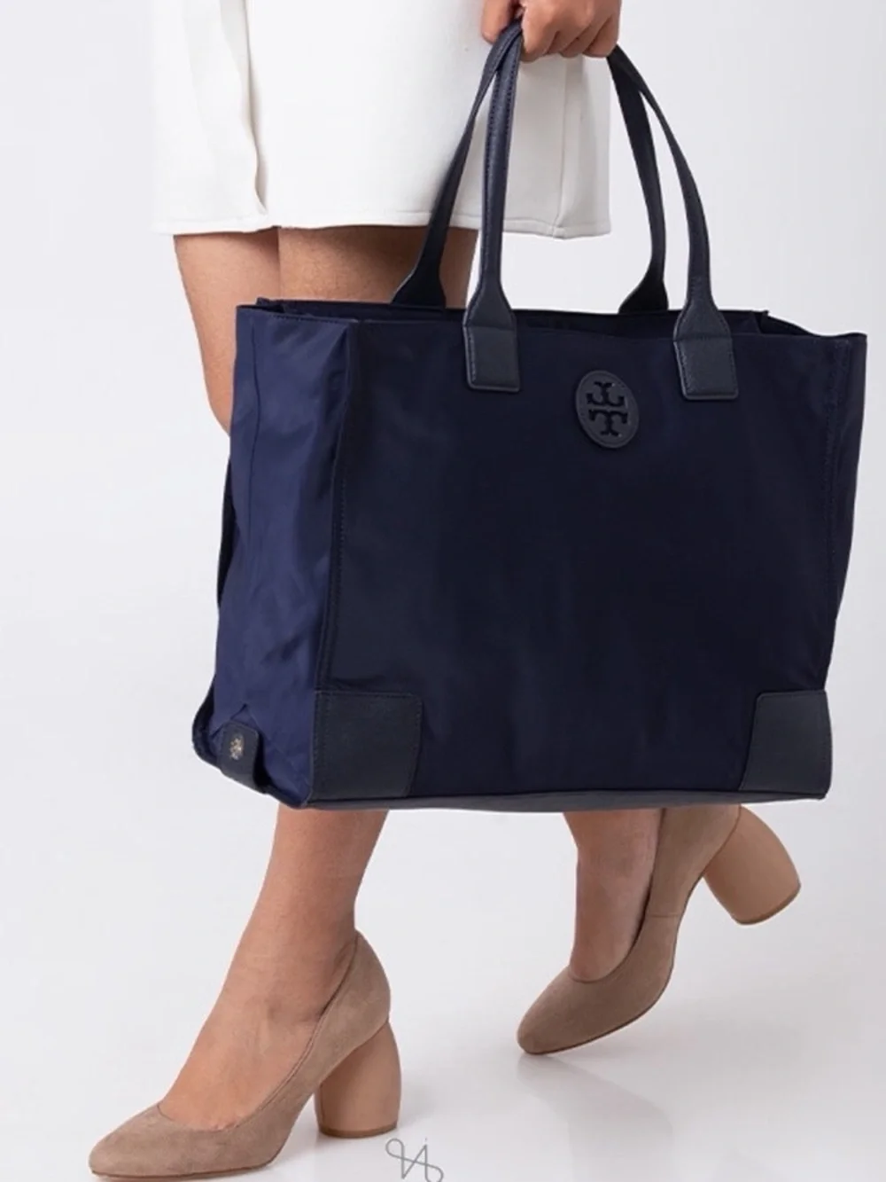 Tory Burch Ella Packable Lightweight Tote Blue Nylon Shopper Bag